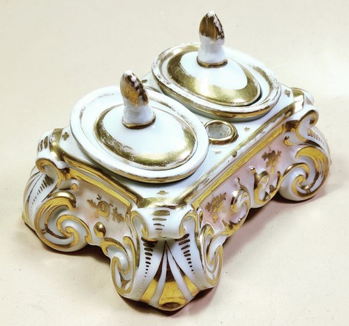 Ancien encrier porcelaine - en,